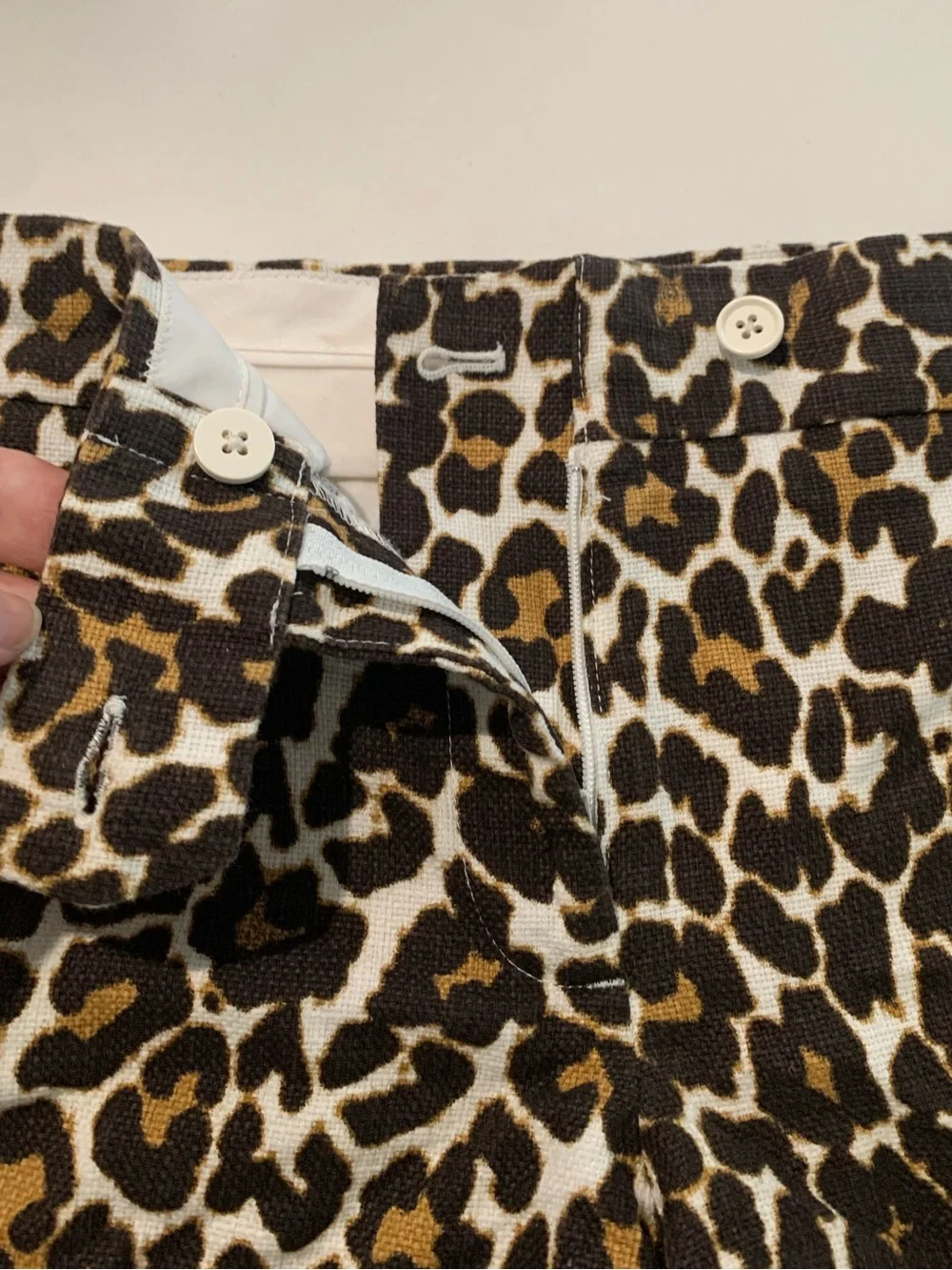 J.Crew Leopard Print Chino Shorts Black Cream Brown, 100% Cotton, EUC, 8